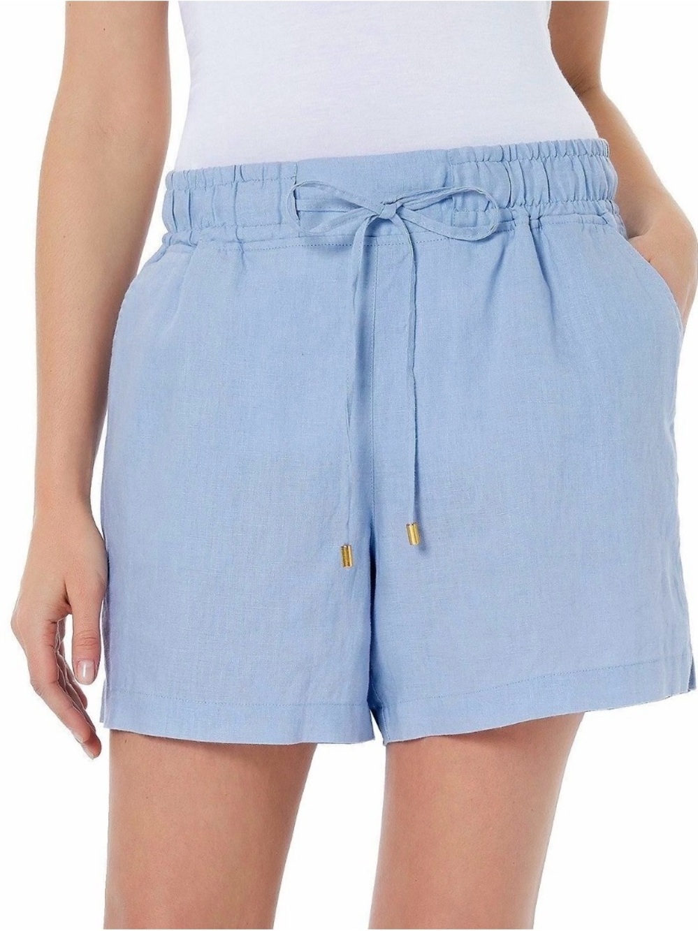 Light Blue Women’s Drawstring Linen 5” Shorts